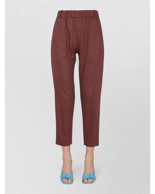 Alysi Red Cropped Cigarette Trousers