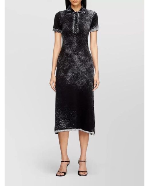 DIESEL Black Knee Length Dress Cotton Knit Texture