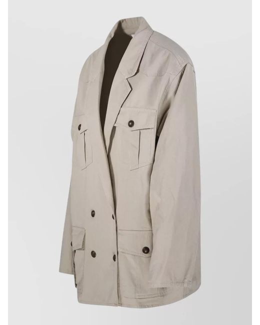 Isabel Marant Natural Cotton Linen Single Breasted Coat