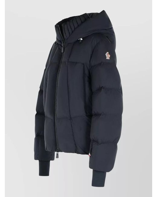 Moncler Blue Hooded Quilted Jacket Elasticated Cuffs