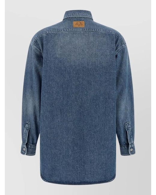 Moschino Blue Cotton Long-Sleeve Shirt