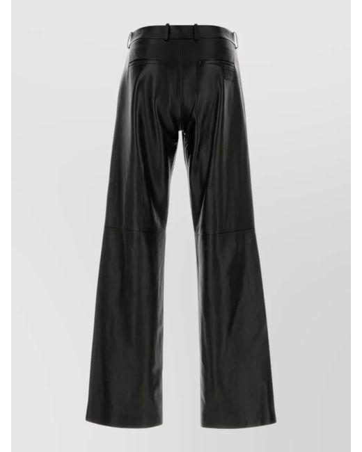 Fendi Black Leather Wide-Leg Trousers for men