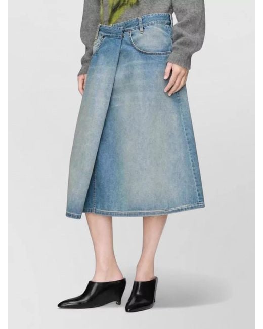 Maison Margiela Blue High Waist Wrap Denim Midi Skirt