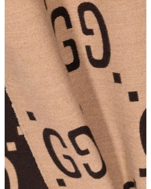 Gucci Natural Wool Silk Jacquard Scarf