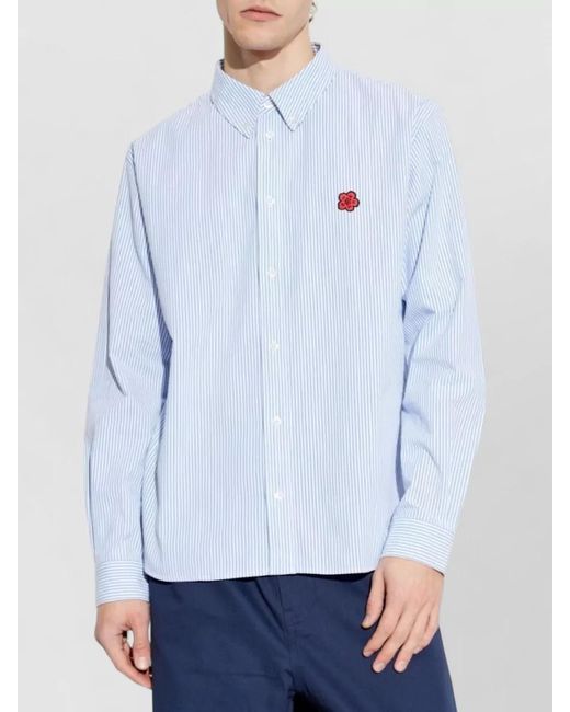 KENZO White Seersucker Cotton Casual Shirt for men