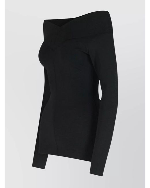 Stella McCartney Black Ribbed Long-Sleeve Boat Neck Top
