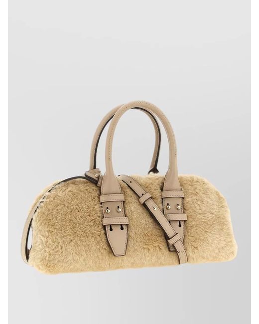 Pinko Natural Bowling Bag Shoulder Handbag Adjustable Strap