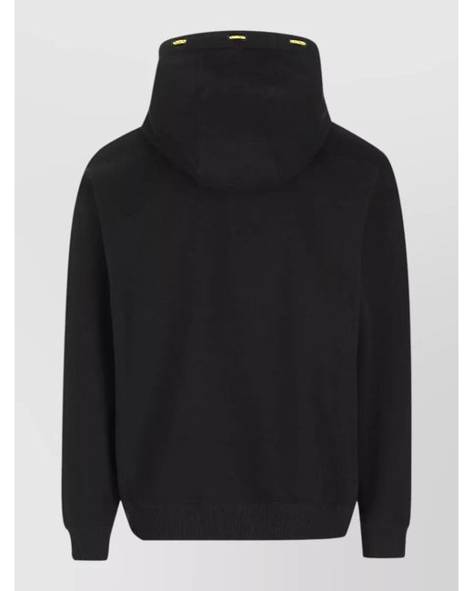 Fendi Black Hooded Sweater Drawstring Kangaroo Pocket Logo for men