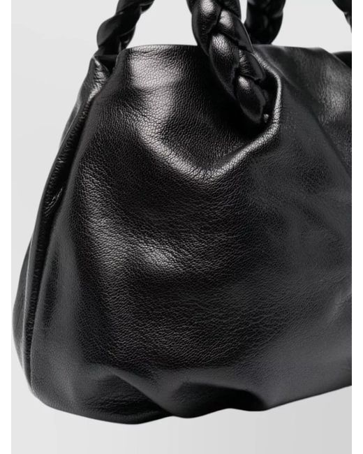 Hereu Black Medium Leather Tote Braided Top Handles