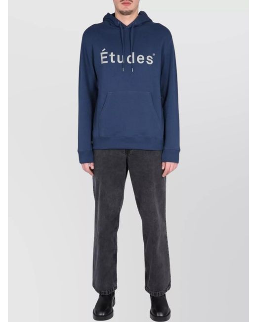 Etudes Studio Blue Ribbed Cross-Neck Hoodie for men