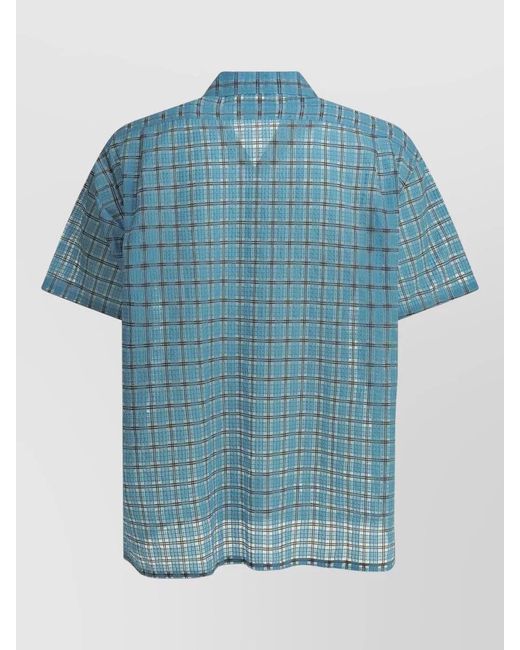 Beams Plus Blue Nylon Plaid Casual Shirt for men