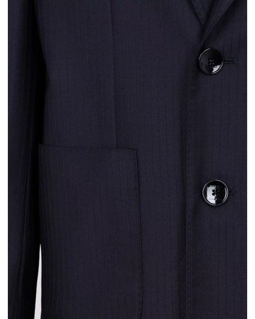 Etro Blue Virgin Wool Pinstripe Double-Breasted Blazer for men