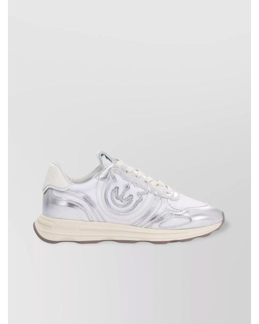 Pinko White Leather Low-Top Sneakers