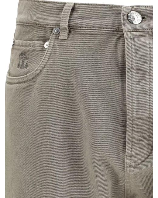 Brunello Cucinelli Gray Denim High-Rise Straight-Leg Jeans for men