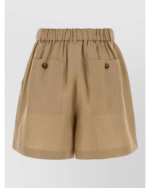 Weekend by Maxmara Natural Linen Veletta Shorts Button Detail Pockets