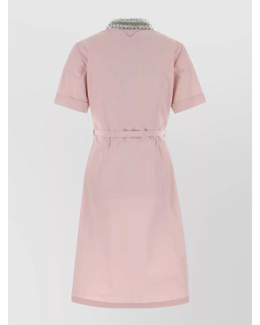 Prada Pink Cotton Shirt Midi Dress