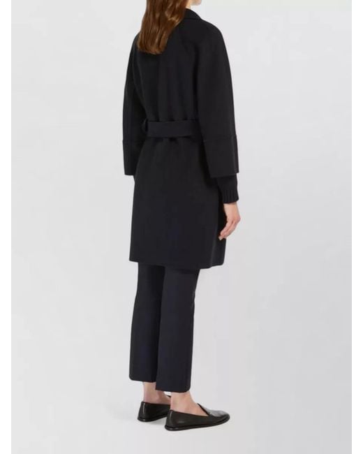 Max Mara Blue Arona Belted Long Lapel Collar Jacket