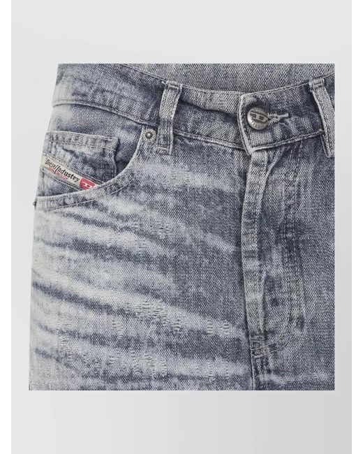 DIESEL Gray Denim High-Rise Straight-Leg Jeans