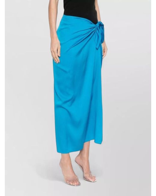 Silk95five Blue French Tie High Waist Maxi Skirt