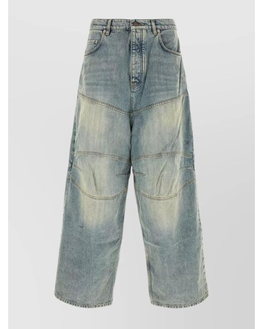 Balenciaga Blue Wide-Leg Faded Denim Trousers With Front And Back Pockets for men
