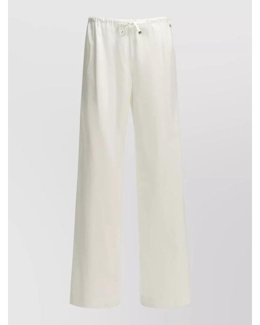 Herno White Cotton Wide Leg Lightweight Trousers