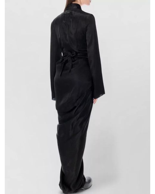 Rick Owens Blue Cupro Draped Wrap Maxi Dress