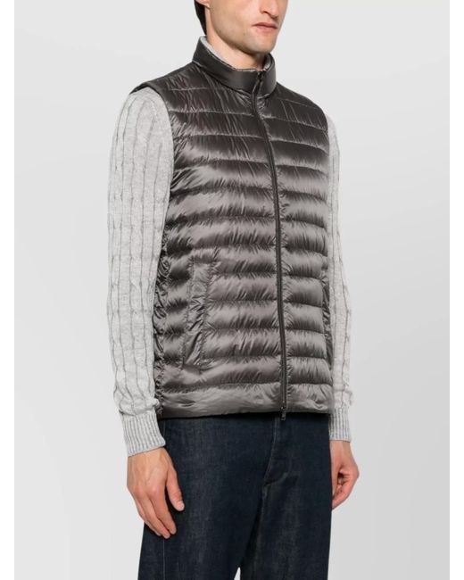 Herno Gray Down Quilted Sleeveless Gilet for men