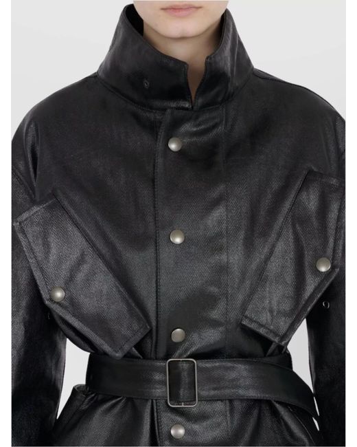 Maison Margiela Black Belted Waxed Jacket