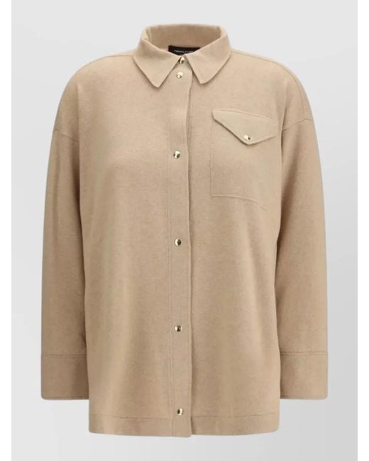 Fabiana Filippi Natural Knitwear Shirt Long Sleeves Collared Neck Pocket