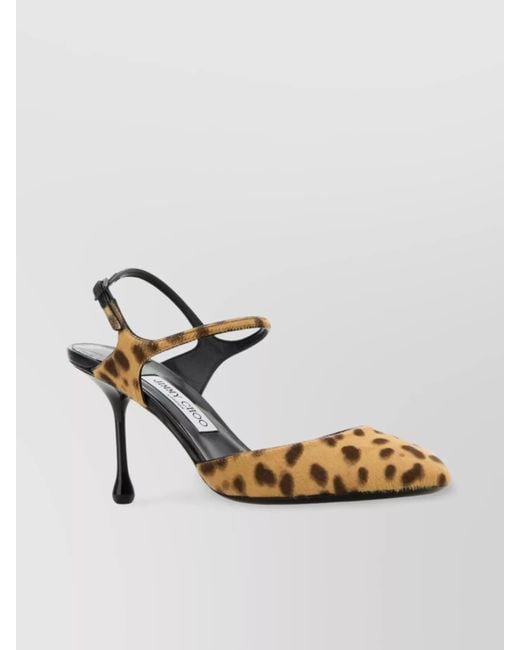 Jimmy Choo Metallic Leopard-Print Calf Hair Slingback Pumps