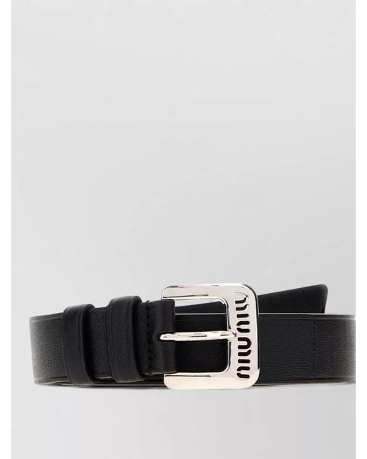 Miu Miu Black Leather Belt Adjustable Length Slim Shape