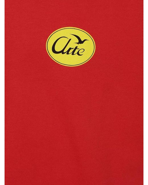 Arte' Red Bird Emblem Circle Logo Crew Neck T Shirt for men