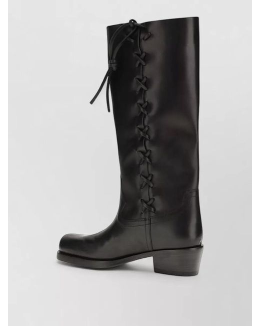 Paris Texas Black Leather Lace-Up Boots