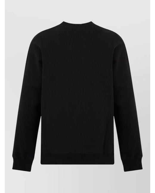 Drole de Monsieur Black Cotton Crew Neck Sweatshirt Embroidered Detail for men