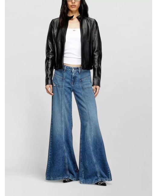 DIESEL Blue Wide Leg Jeans Belt Loops Back Pockets