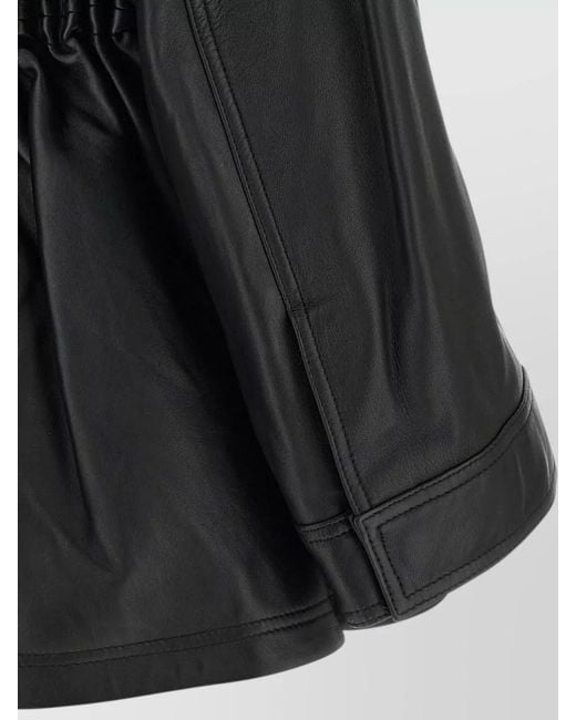 Rohe Black Leather Jacket High Collar Elasticated Waist