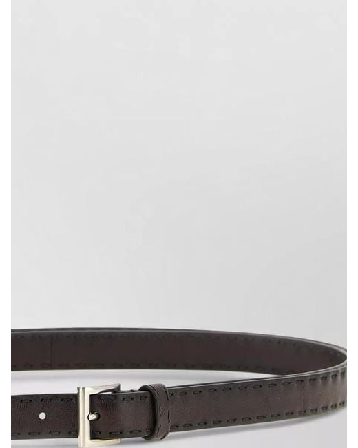 Prada White Slim Nappa Lambskin Belt Raw Cut