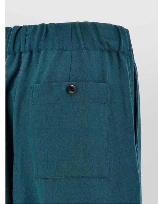 Dries Van Noten Green Wool Wide-Leg Trousers