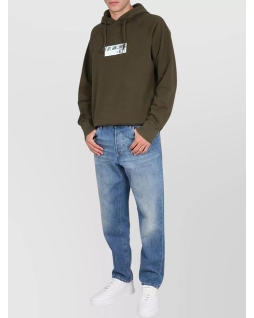 Fay Blue Cotton Hooded Sweatshirt for men