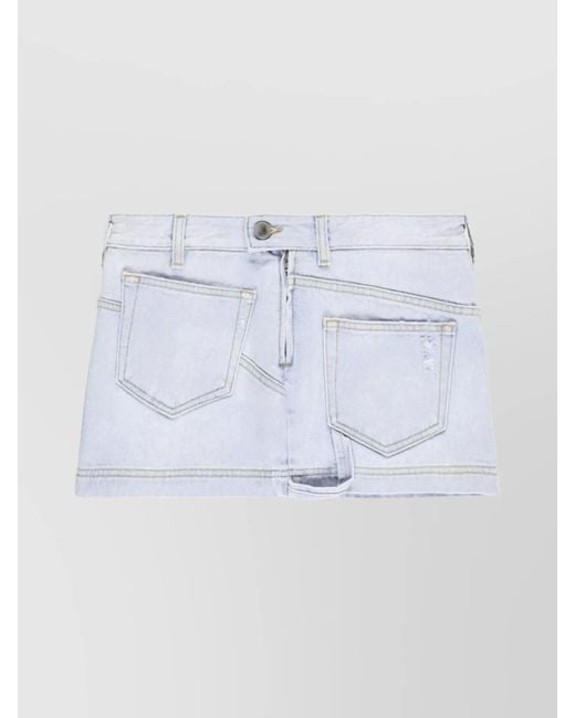 The Attico Blue Cotton Mini Skirt