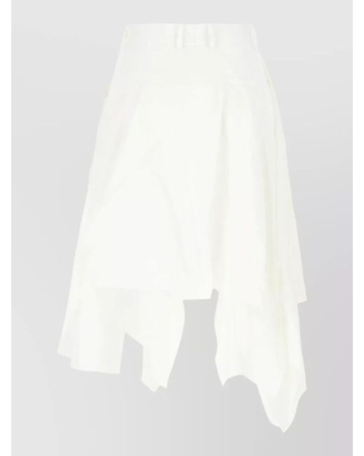 Niccolò Pasqualetti White Linen Blend Skirt Asymmetric Hem Belt Loops