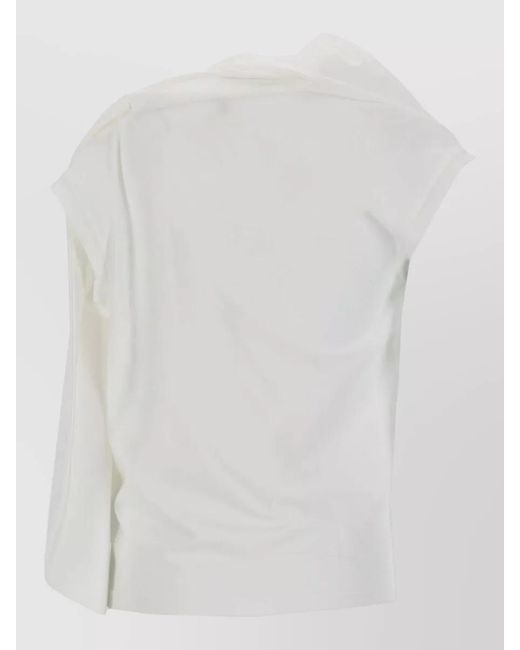 THE GARMENT White Scarf Detail Top Asymmetric Hem Design