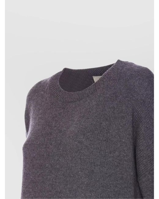 Lisa Yang Gray Crewneck Knitwear With Ribbed Cuffs And Hem