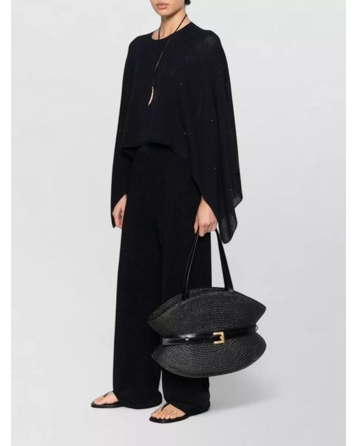 Fabiana Filippi Black Wide Leg Trousers Glitter Finish Waistband