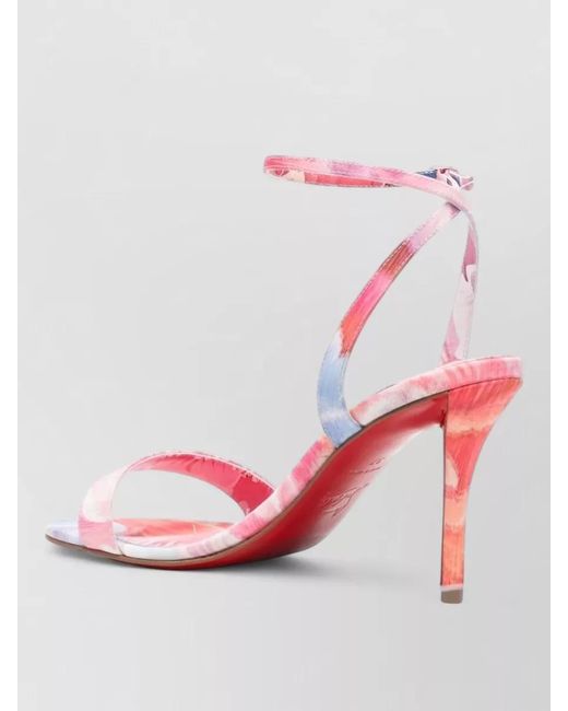 Christian Louboutin Pink Miss Z Peony Motif Ankle Strap Sandals