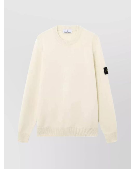 Stone Island Natural Wool Crewneck Ribbed Jumper for men