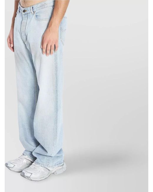 Balenciaga Blue Cotton Distressed Relaxed-Fit Mid-Rise Jeans for men