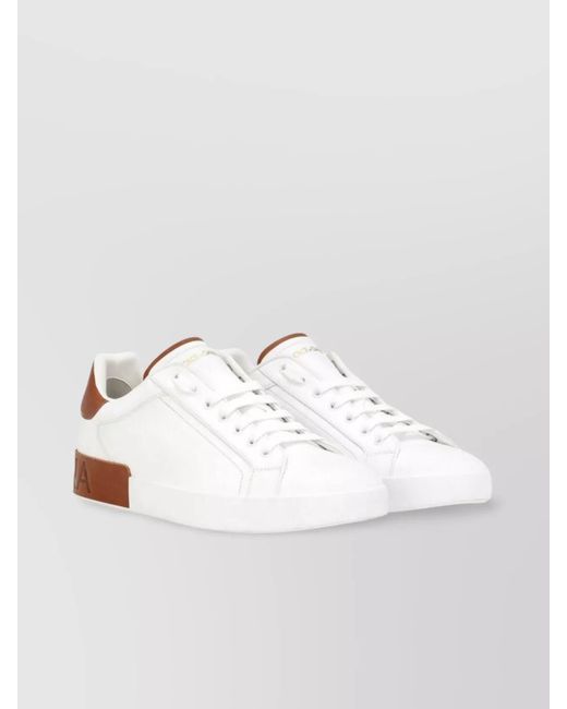 Dolce & Gabbana White Leather Portofino Low-Top Sneakers for men