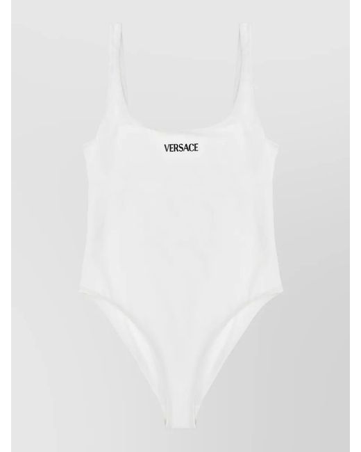 Versace White Logo One-Piece Swimsuit