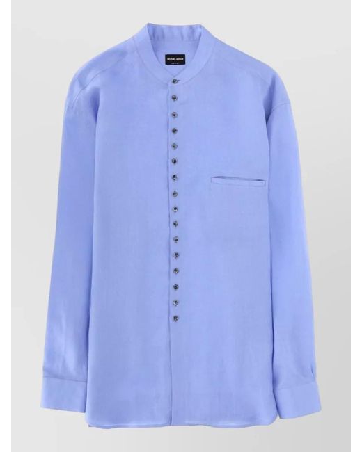 Giorgio Armani Blue Linen Shirt for men